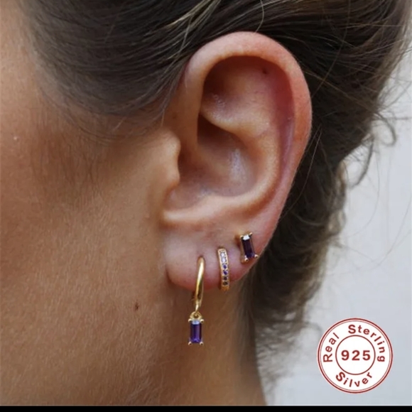 Mejuri Jewelry - Amethyst emerald cut huggie hoops